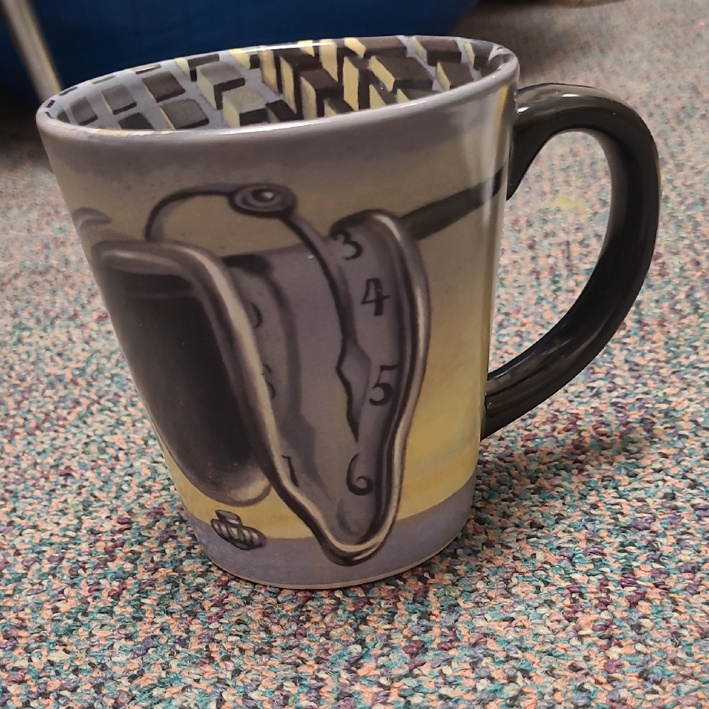 Like New DALI Museum "The "Melting Clock"Gray Surrealist Ceramic Mug